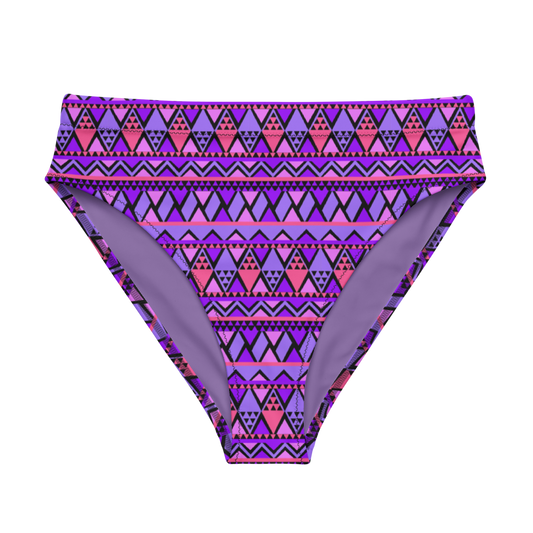 Purple Patterns Recycled High-Waisted Bikini Bottom