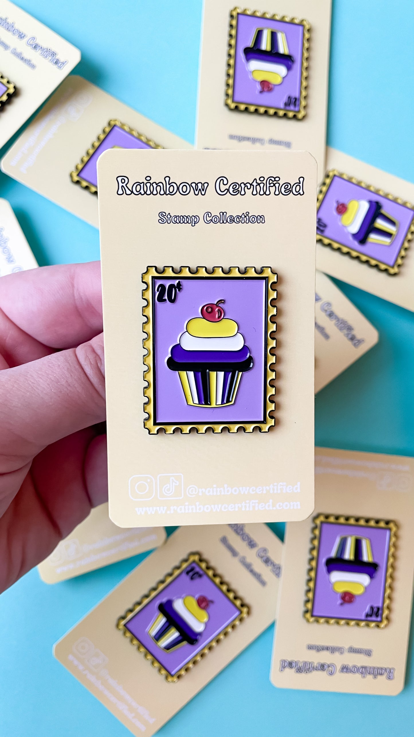 Non-Binary Cupcake Stamp Pin