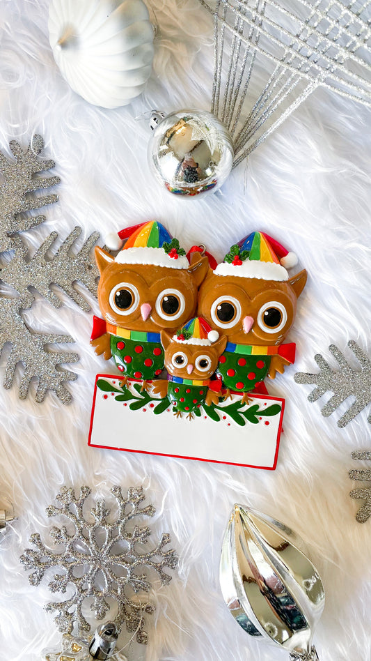 Owl Triple LGBTQ+ Christmas Ornament