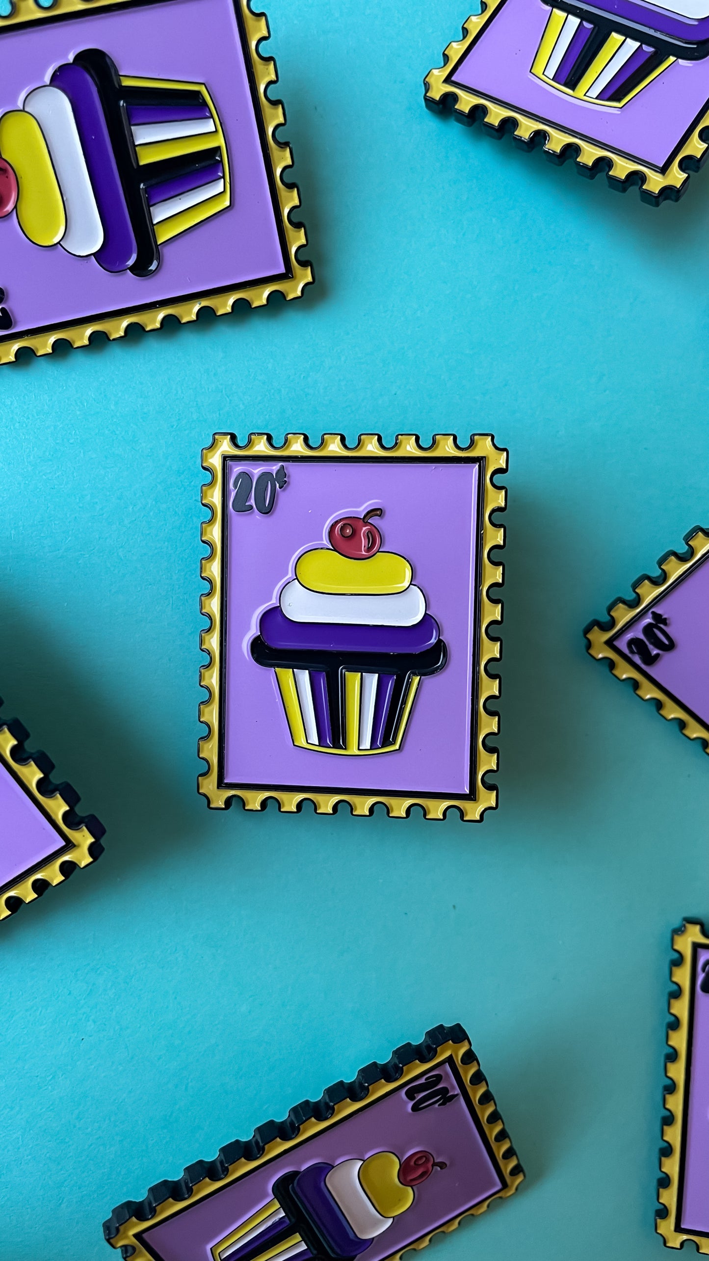 Non-Binary Cupcake Stamp Pin