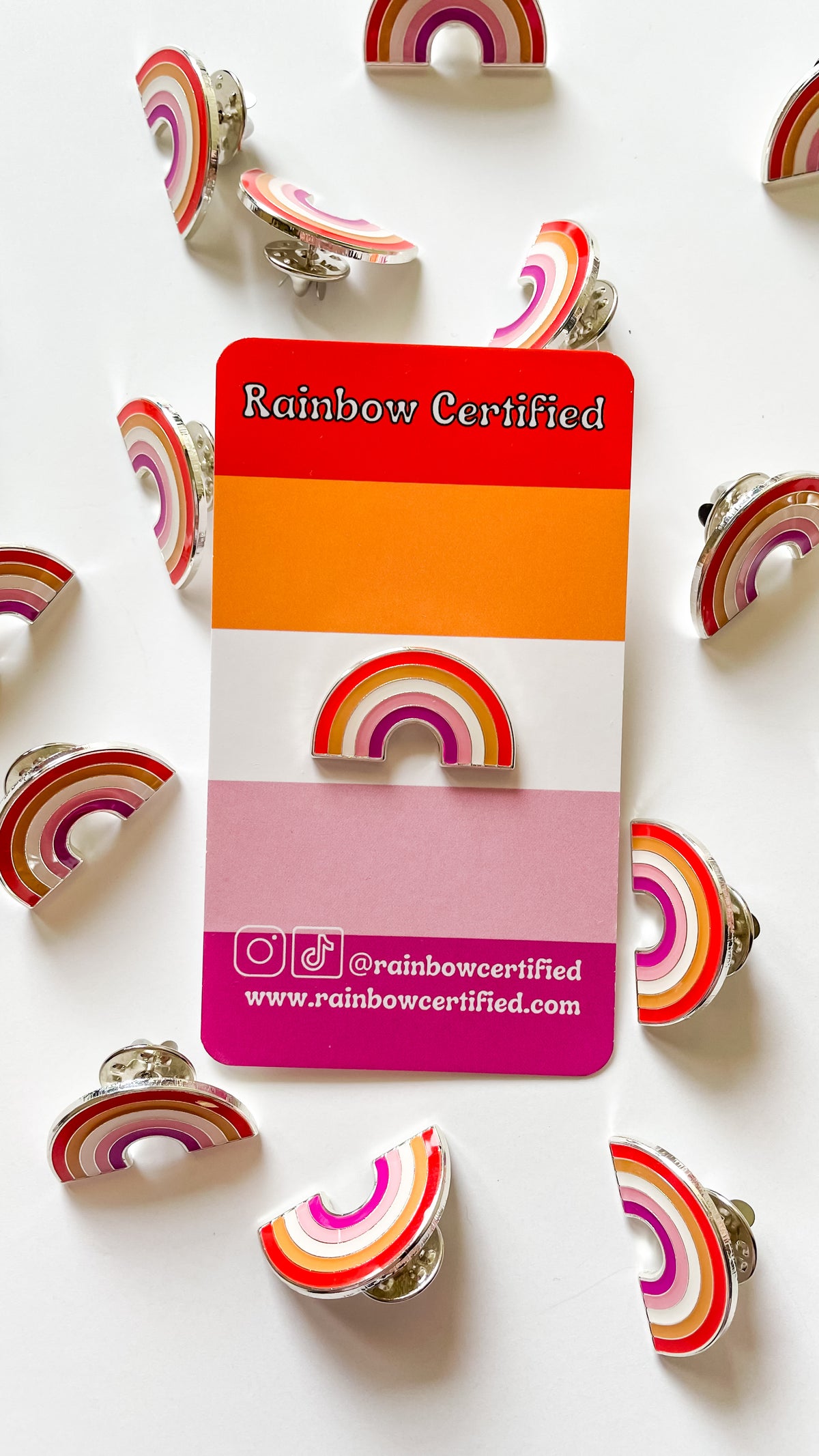 Lesbian PRIDE Rainbow Enamel Pin – Rainbow Certified